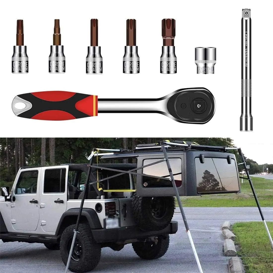 Kit Attrezzi Mopar Originale Per Rimozione Hard Top E Porte Jeep Wrangler (2007-2015), Con Cricchetto E Custodie