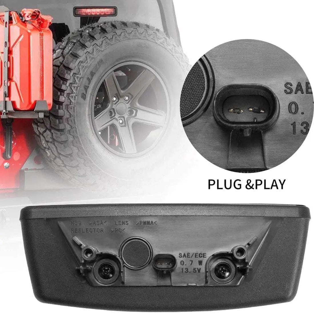 Suparee Jeep Wrangler JL Brake Light with Red Smoke Lens SUPAREE.COM
