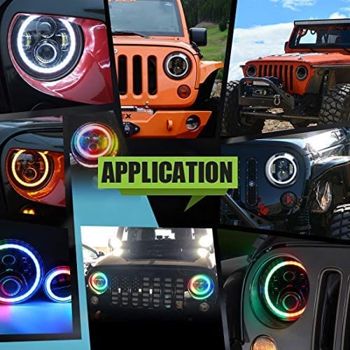 Suparee 7 inch Jeep RGB Halo Headlights & Fog Lights Set SUPAREE.COM