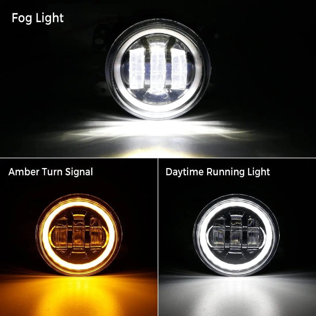 Suparee 7" LED Yellow Headlight & 4" Fog Light Set For Jeep Wrangler JK SUPAREE.COM