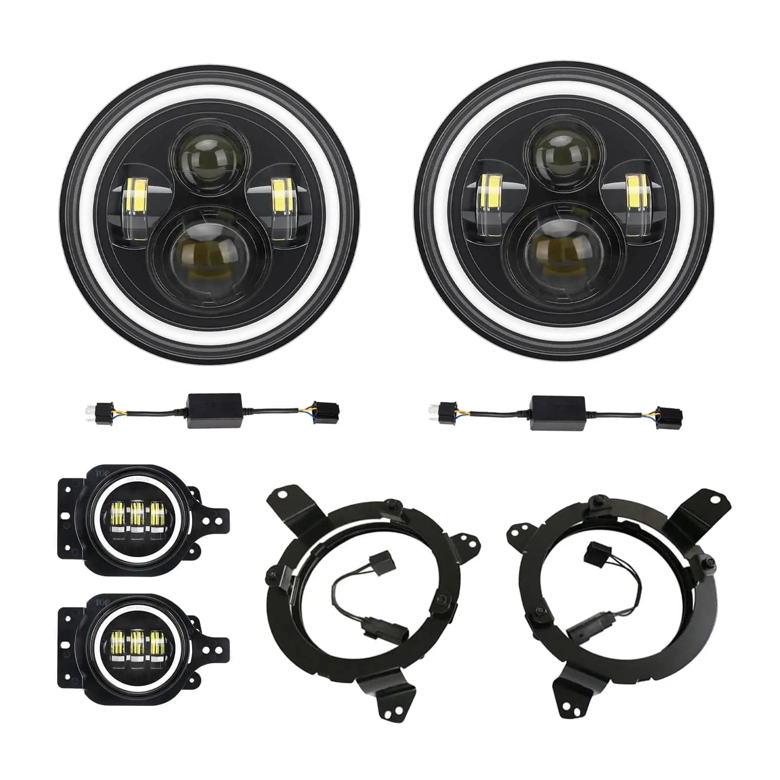 Suparee 7" Jeep RGB Headlight & 4 " Jeep JL LED Fog Lights & 9'' Headlight Bracket SUPAREE.COM