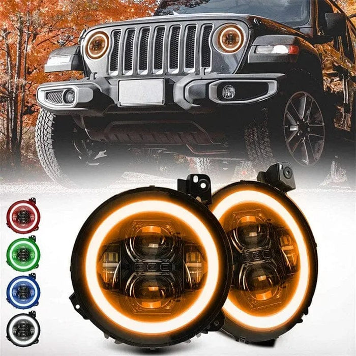 Suparee Jeep Wrangler Gladiator Halo LED Headlights ,Fog Light, Tail Lights & Brake Light Set SUPAREE.COM