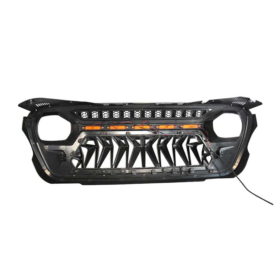 Suparee Jeep Gladiator Grille Black Venom With Amber LED Running Lights For 2018+ Jeep Wrangler JL JT SUPAREE.COM