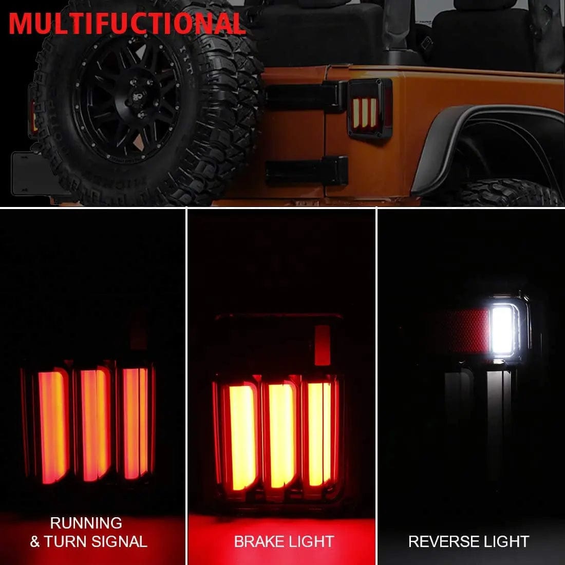 Suparee Jeep Wrangler JK Tail Light NEW LED with Neon Tube Smoked for 2007-2017 SUPAREE.COM