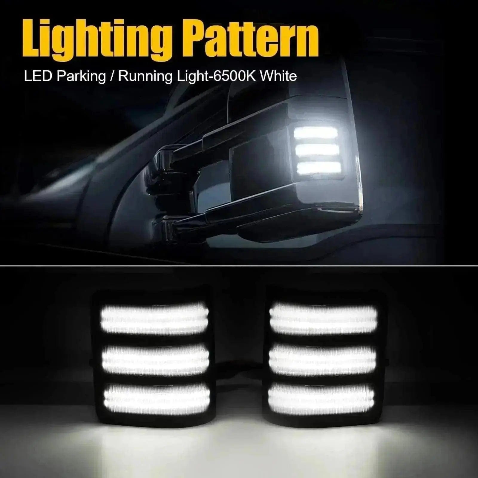 Sequential LED Side Mirror Marker Lights Compatible W/2015-2023 F150 F250 F350 F450 Pickup Towing Mirror Amber Turn Signal Indicator White Drl Parking Lamp Assembly Clear Lens