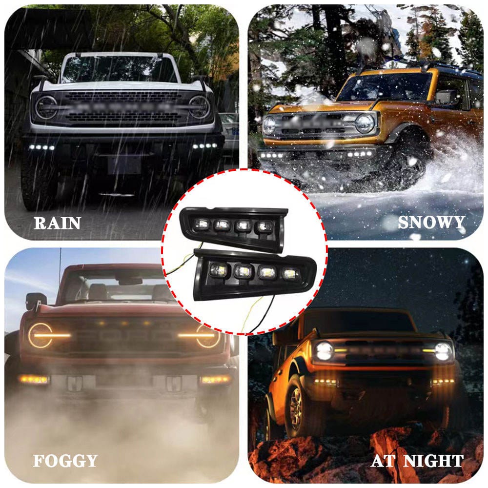 Suapree Ford Bronco Fog Light LED Kit With White & Amber Turn Signals for 2021 2022 2023 SUPAREE