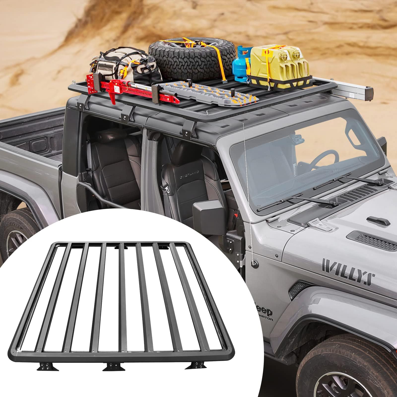 Suparee Jeep Roof Rack Cargo Carrier 63 x 55 Inch Rooftop Basket for 2018 Later JL JT