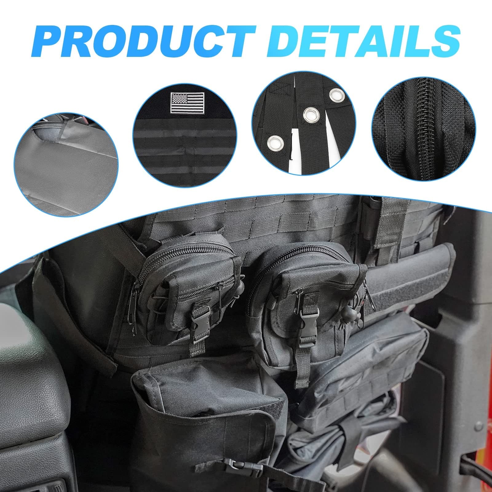 SUPAREE Jeep wrangler Universal Tactical Seat Back Organizer Bag with Storage Pockets SUPAREE
