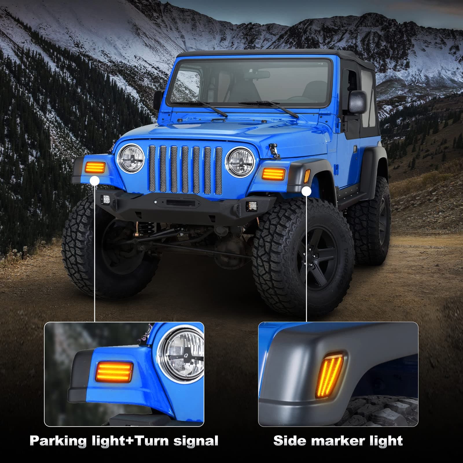 Suparee Jeep Wrangler TJ LED Front Turn Signals & Side Marker Lights for  1997-2006