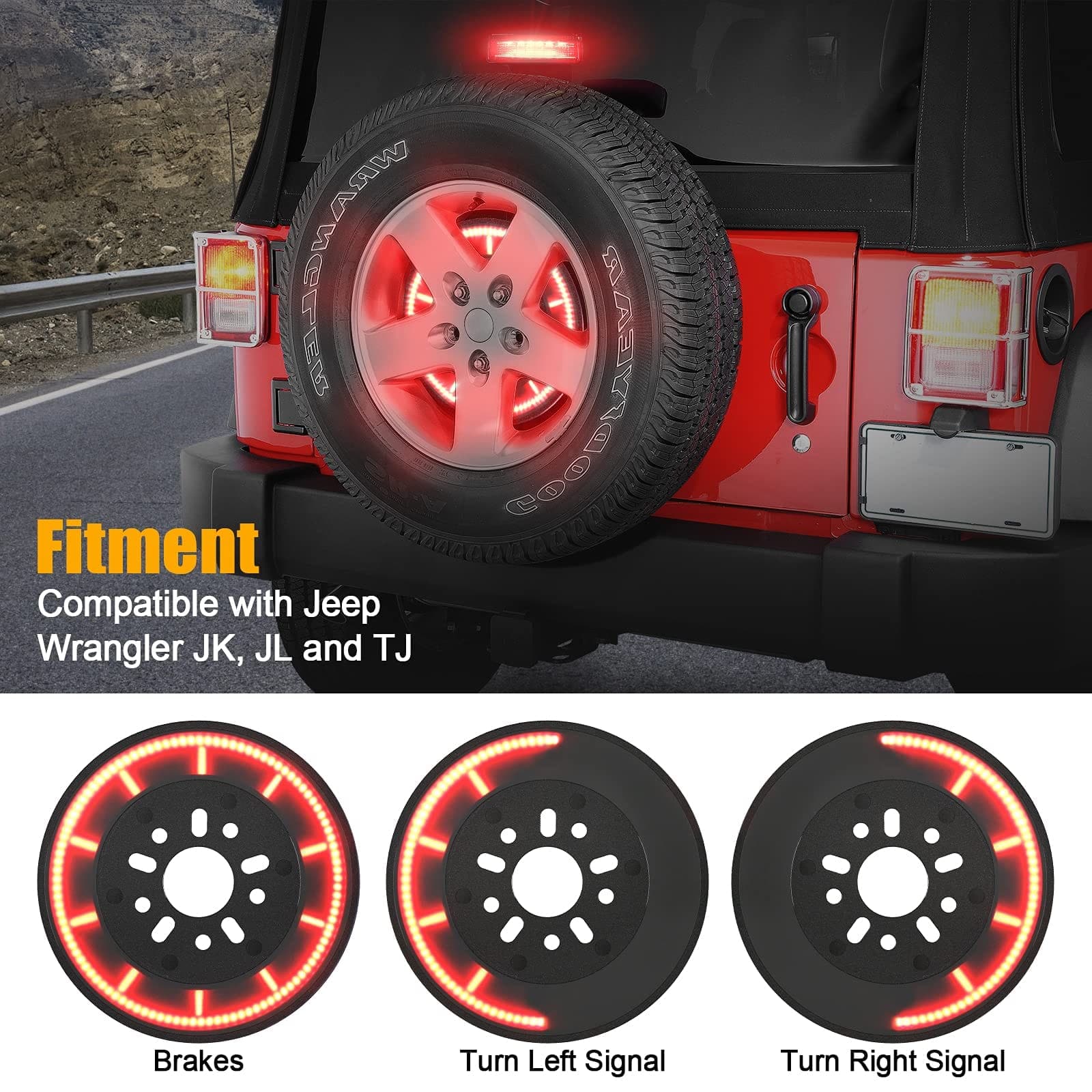 SUPAREE Universal Turn Signal T-Lighting Spare Tire Brake Light