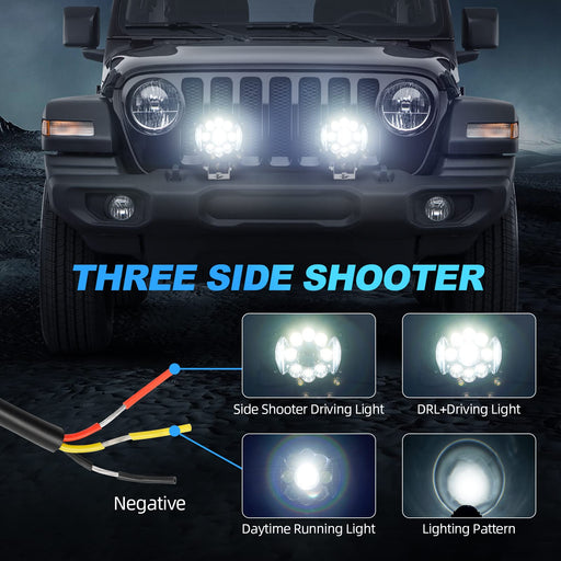 SUPAREE 7 Inch Side Shooter 90W Light Bar LED for Truck Jeep SUV Off-Road SUPAREE