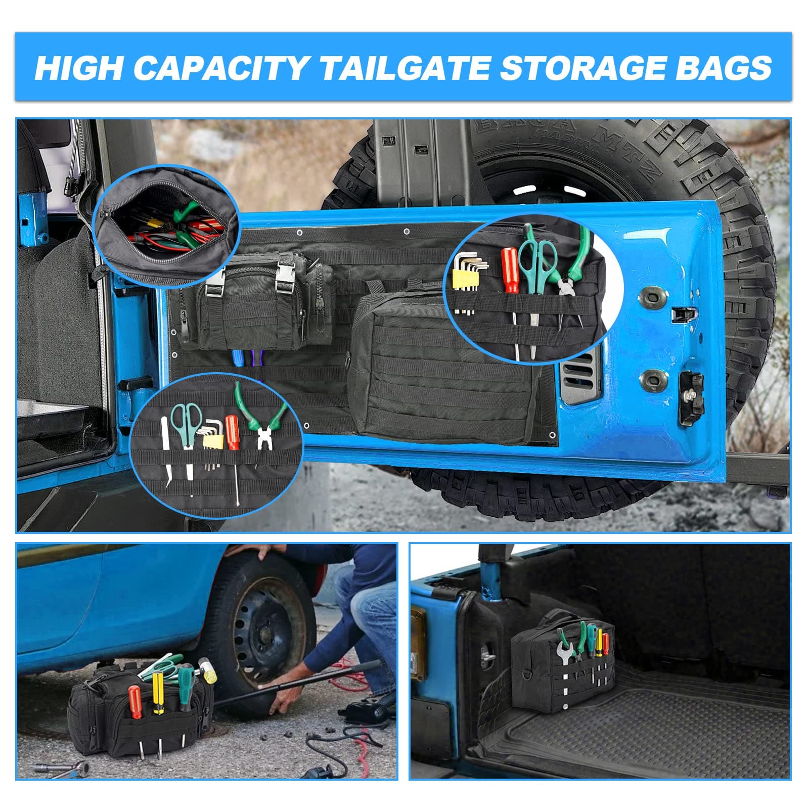 SUPAREE for Jeep Tailgate Storage Bags Tailgate Storage Tools Kit SUPAREE