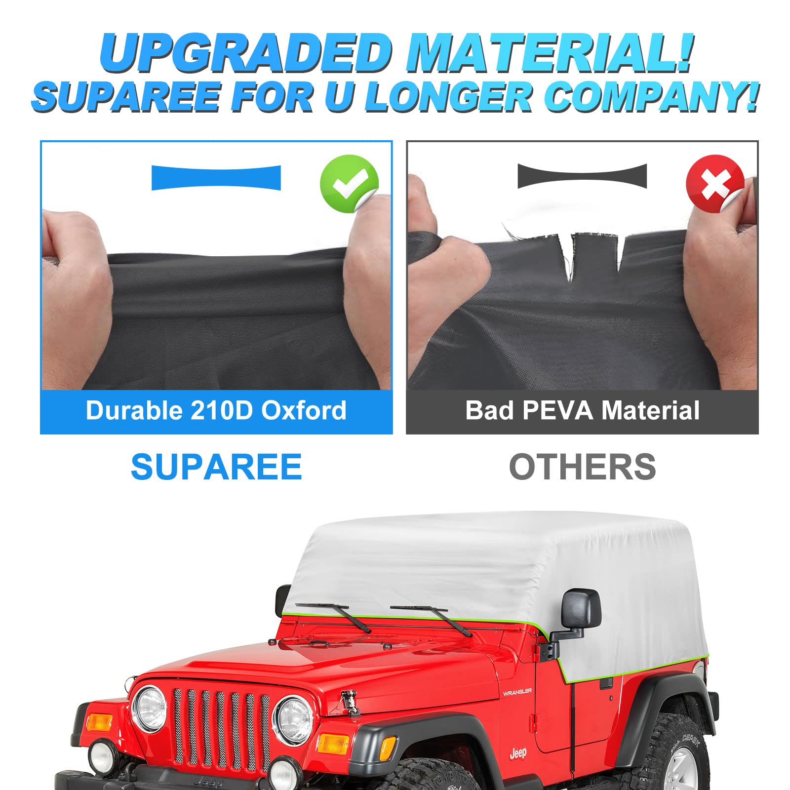 SUPAREE Jeep Wrangler Cab Cover for 2 Door Jeep Wrangler YJ and TJ 1976-2006 SUPAREE