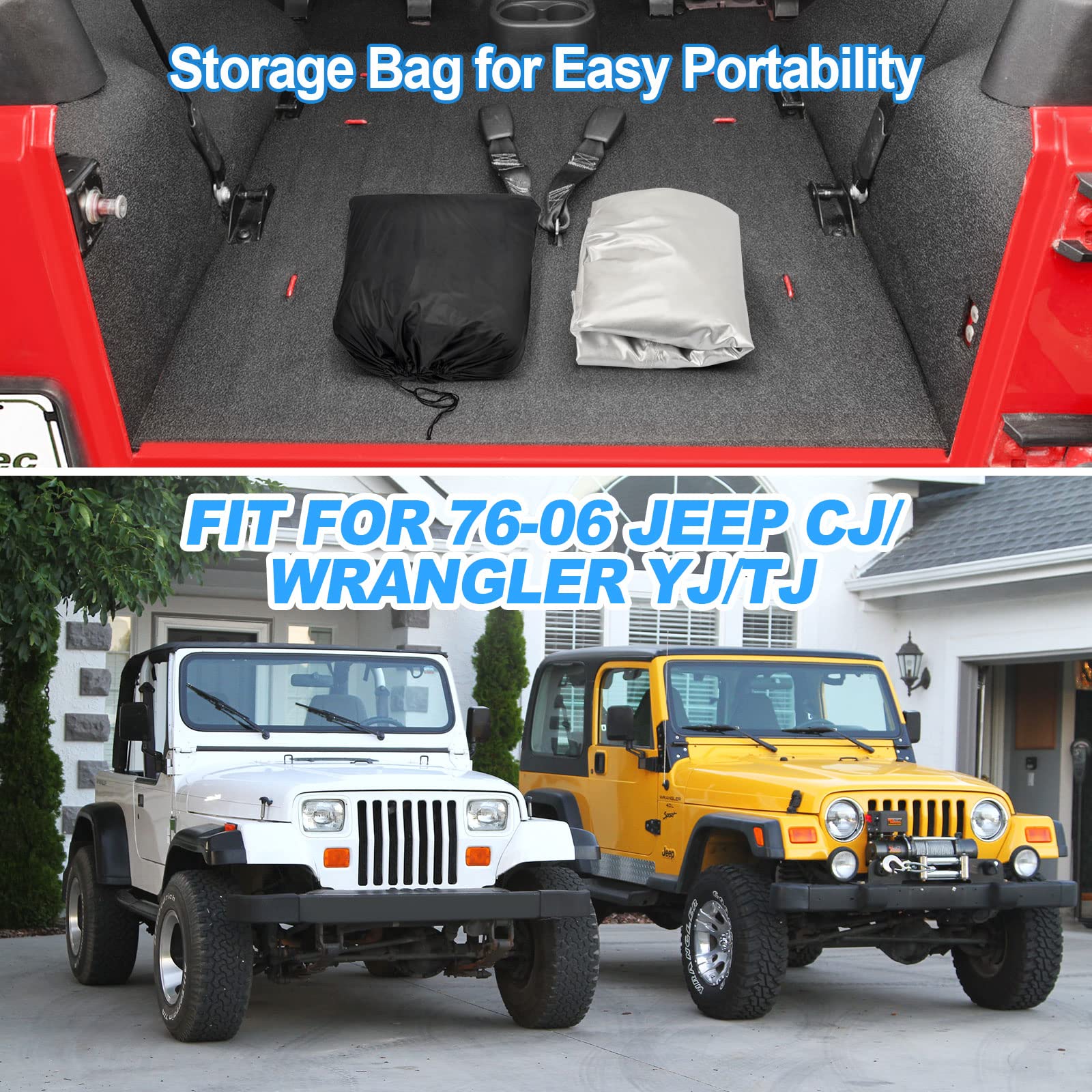 SUPAREE Jeep Wrangler Cab Cover for 2 Door Jeep Wrangler YJ and TJ 1976-2006 SUPAREE