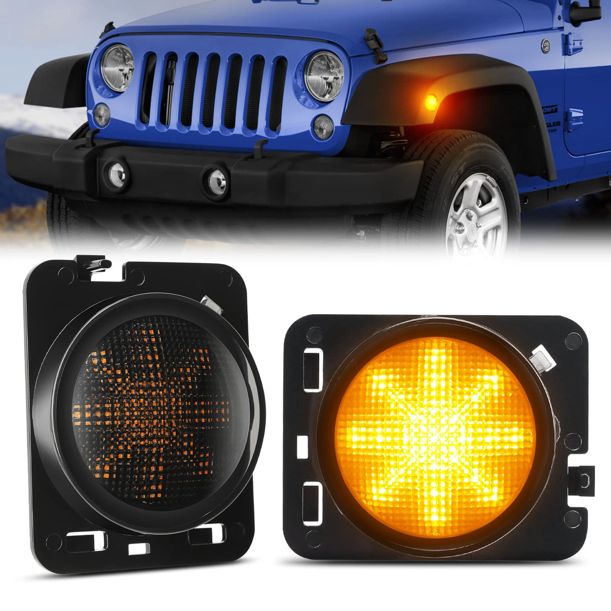 thumbnail image 2 of ZHIMAO 2pcs Front Side Marker Lights Housings For Wrangler YJ 1987-1995 Side Marker Lamps Amber Pair Left And Right ABS Housing Tools 2 of 11