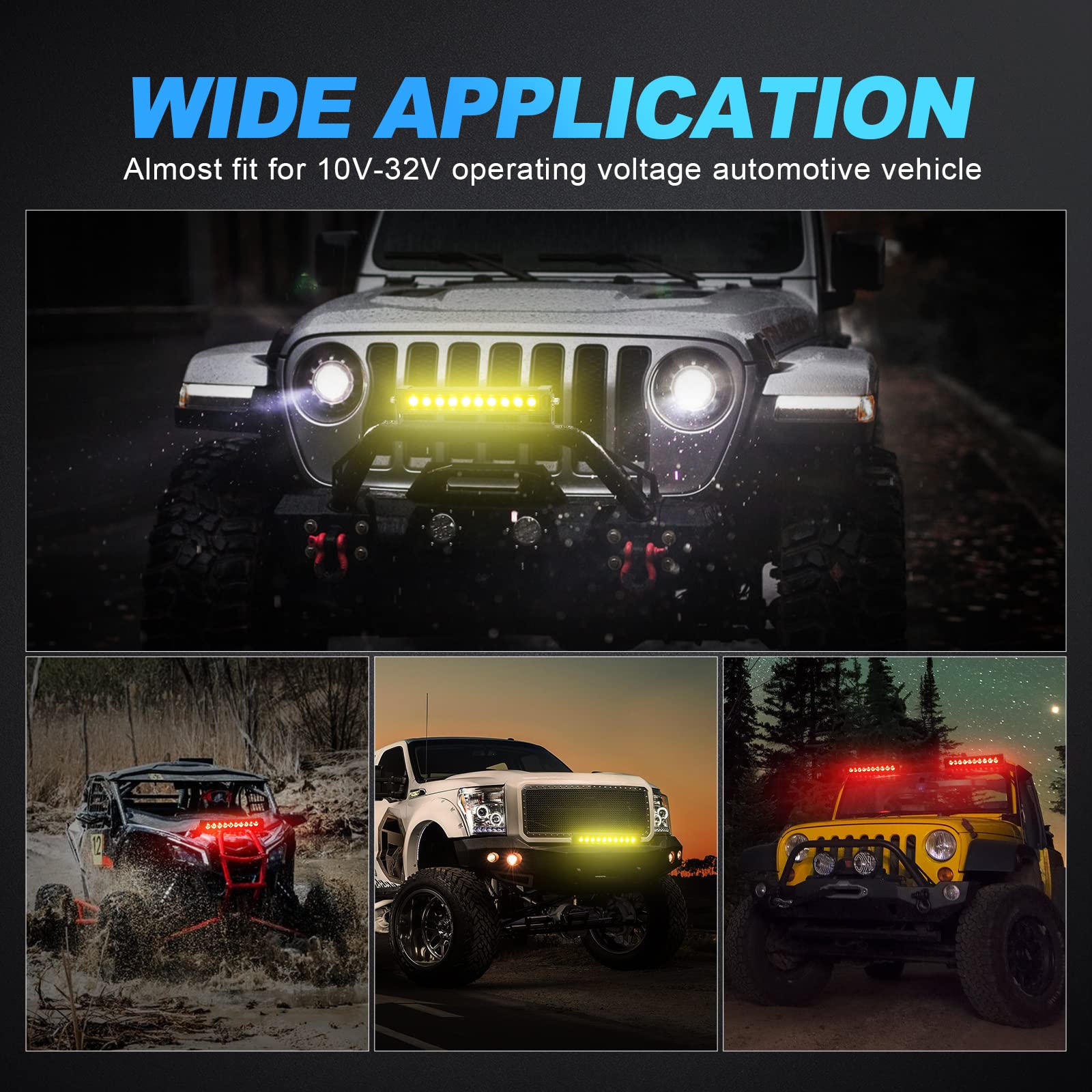 SUPAREE 10 Inch LED Lights Bar 50W Yellow for Truck Jeep SUV Off-Road ATV UTV SUPAREE